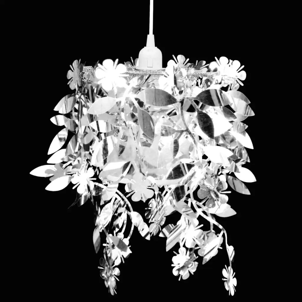 Lampadario da Soffitto Foglie e Paillette 21,5 x 30 cm Argento CFW1451132