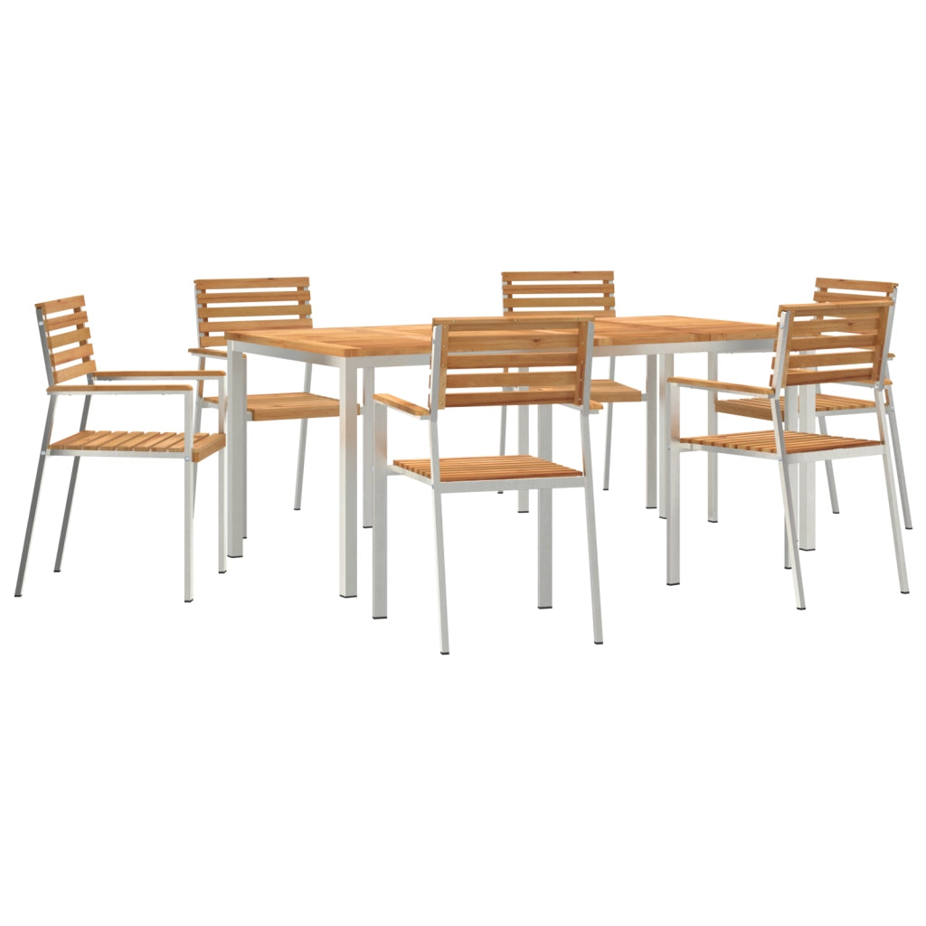 Set da pranzo da giardino da 7 pezzi in legno massello teak