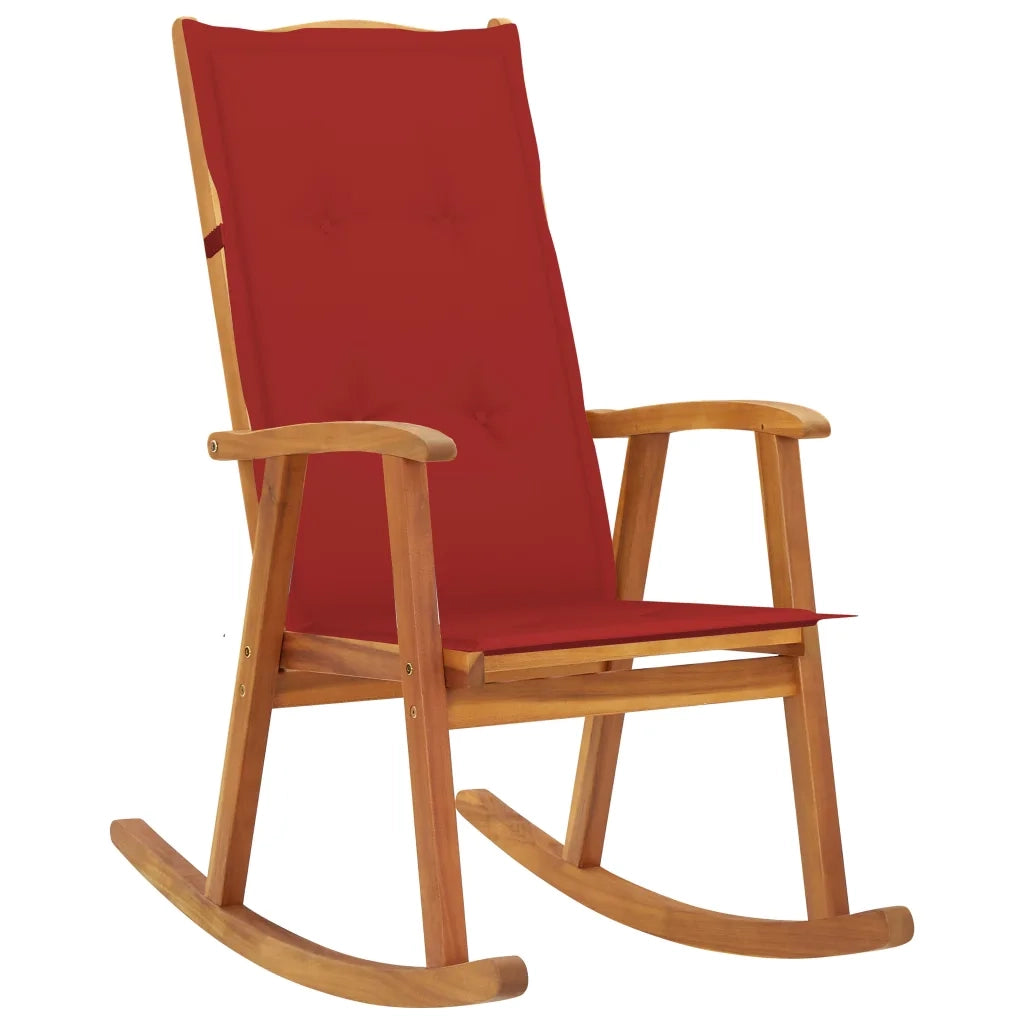 Sedia a Dondolo con Cuscini in Legno Massello di Acacia cod mxl 75019