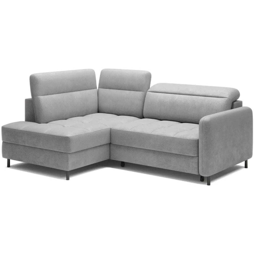 Divano letto angolare sinistro BARNEA 208 cm grigio chiaro con contenitore