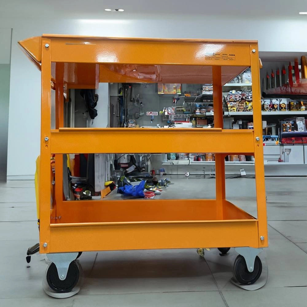 Trade Shop - Carrello Porta Attrezzi Da Officina Portautensili 3 Ripiani Con 4 Ruote Acciaio -