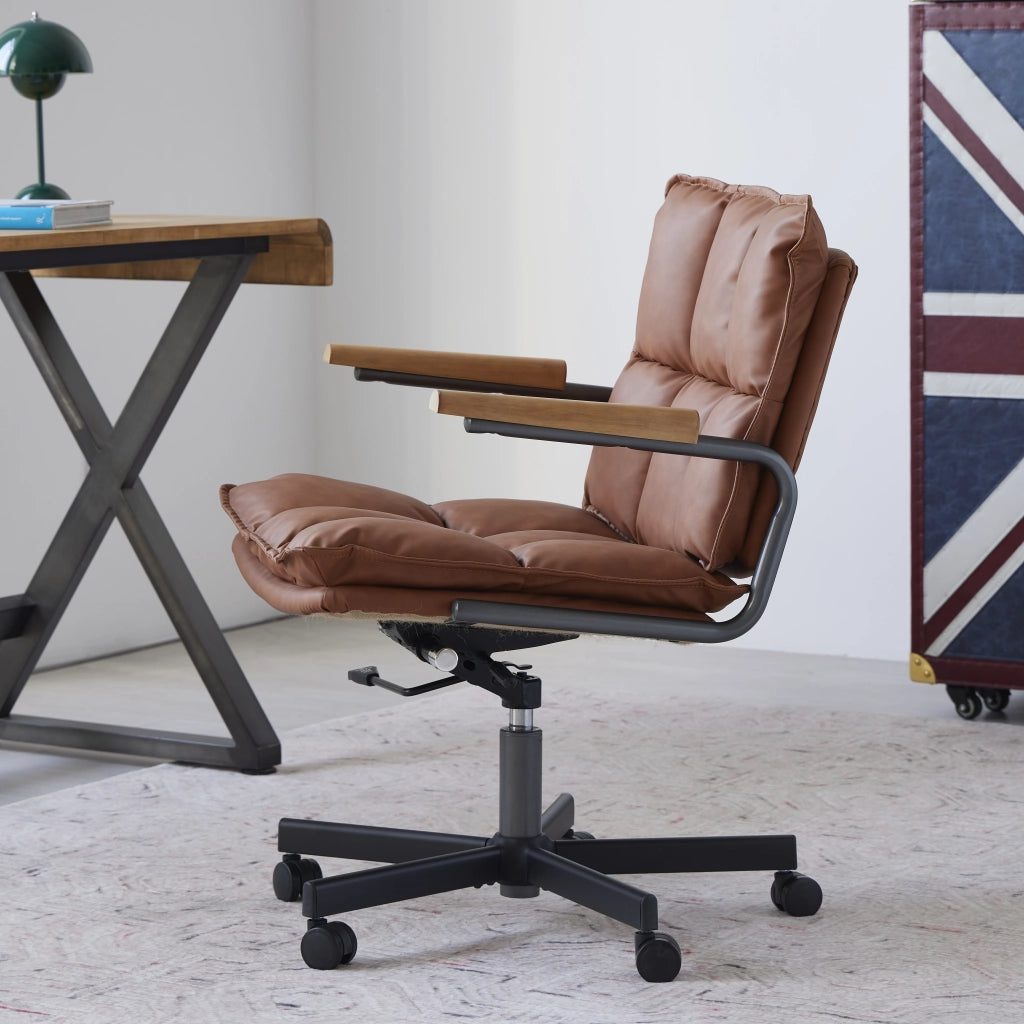 SEDIA Ufficio Ergonomica Girevole Regolabile in Altezza Similpelle Marrone