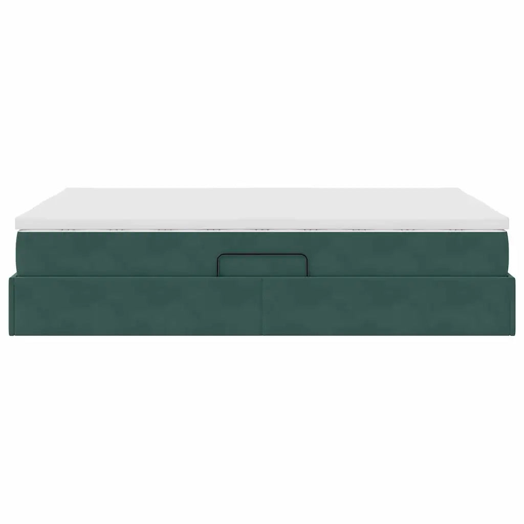 Letto con contenitore e materasso Verde Scuro 140 x 200 cm