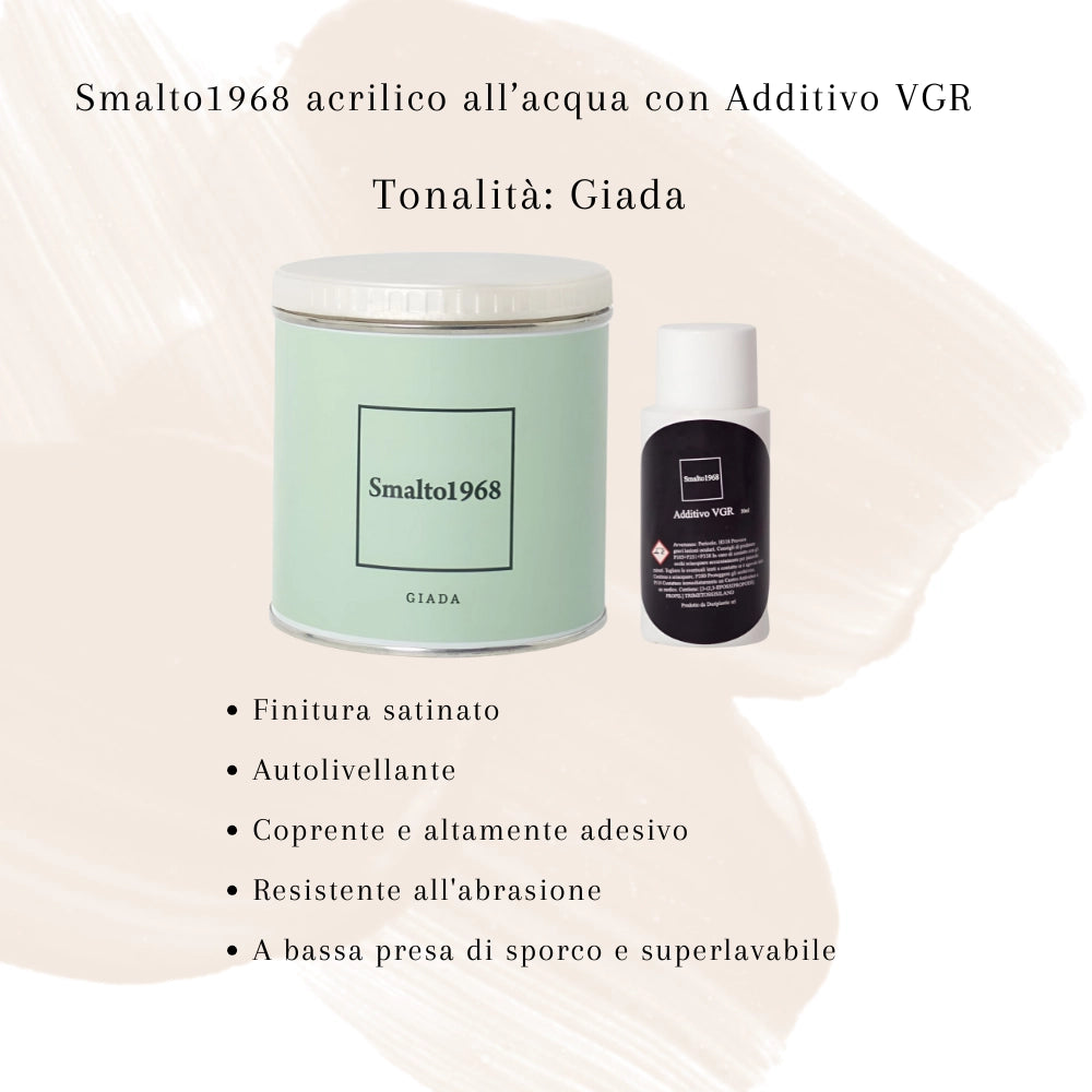 Smalto1968 base acqua vgr piastrelle ceramiche supporti difficili l 0.5 *** colore- giada, confezione 1