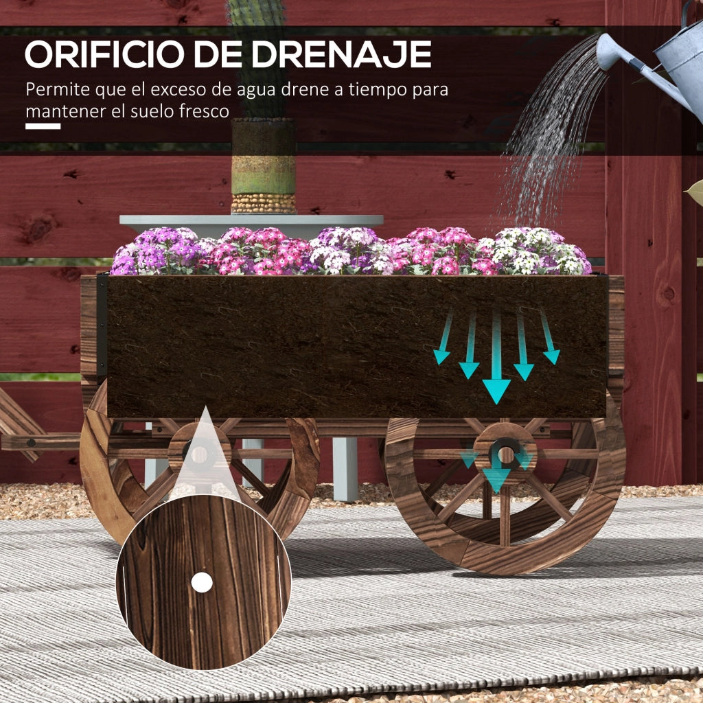 Carrello Giardino ¨C zephmum ¨C Legno Carbonizzato 120x41x54 cm