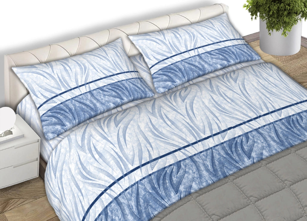 Completo Lenzuola Letto 100% Cotone Made Italy Disegno Flames CN - Matrimoniale - Blu