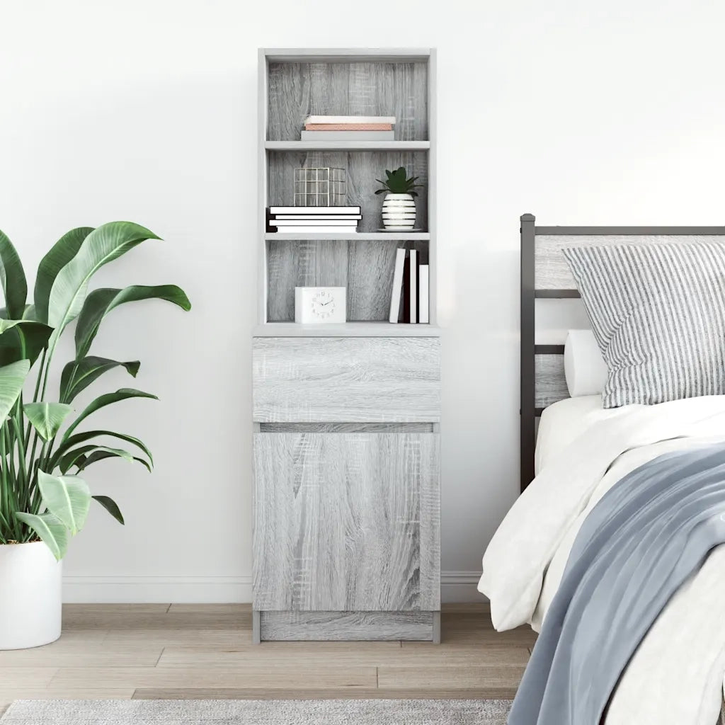 Comodino | Armadio da Notte | Mobiletto da notte Grigio Sonoma 39x35x125 cm in Legno Multistrato