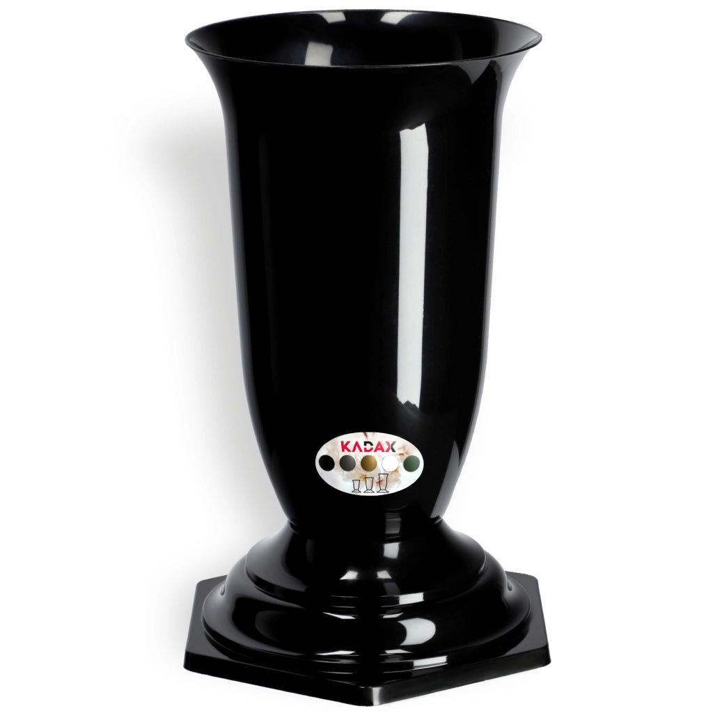 Vaso/bottiglia KADAX per cimitero, tomba, lapide, in plastica nera, 29 cm, resistente al gelo.
