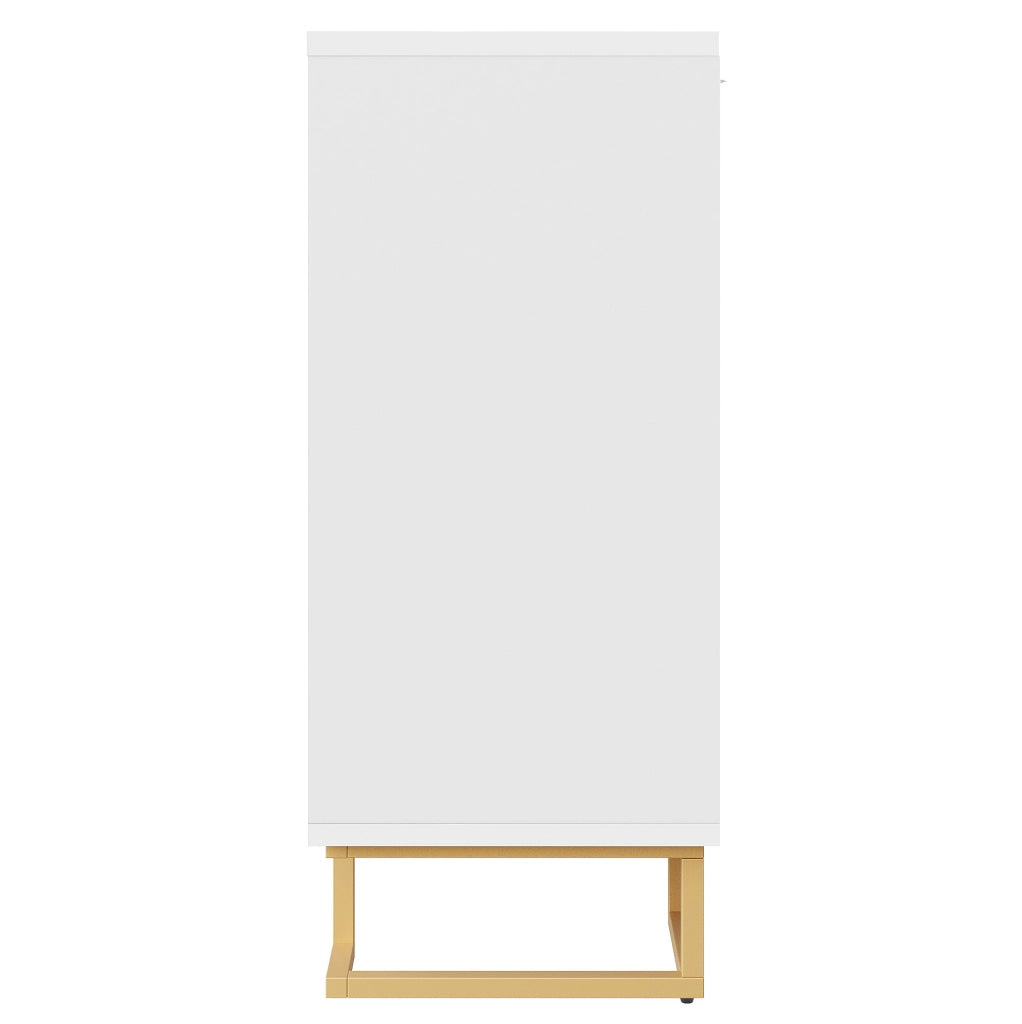 Credenza 152x40x75 cm con 2 ante e 4 ripiani; dispositivo antiribaltamento; MDF bianco