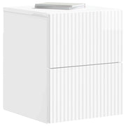 Comodino | Armadio da Notte | Mobiletto da notte a muro Bianco Lucido 33 x 34,5 x 40 cm