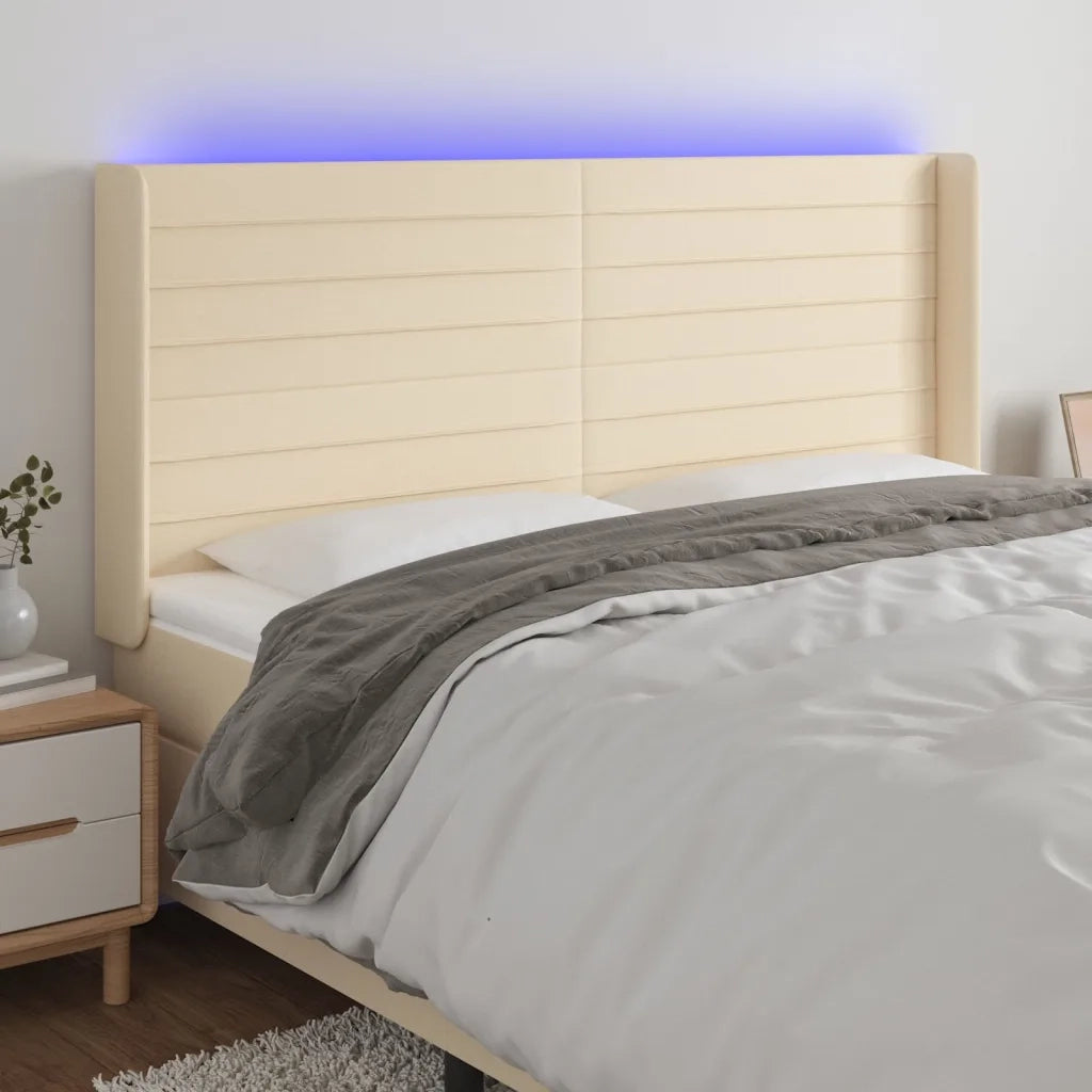 Testiera a LED-Testata con LED Crema 183x16x118/128 cm in Tessuto 907134