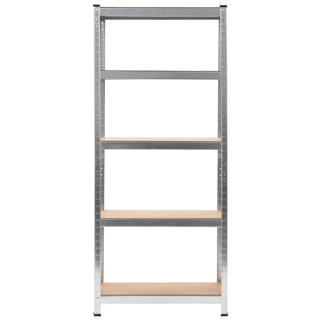 Set di 3 robusti scaffali portaoggetti per attrezzi da officina/garage in acciaio zincato e MDF 172 cm argento 02_0000719