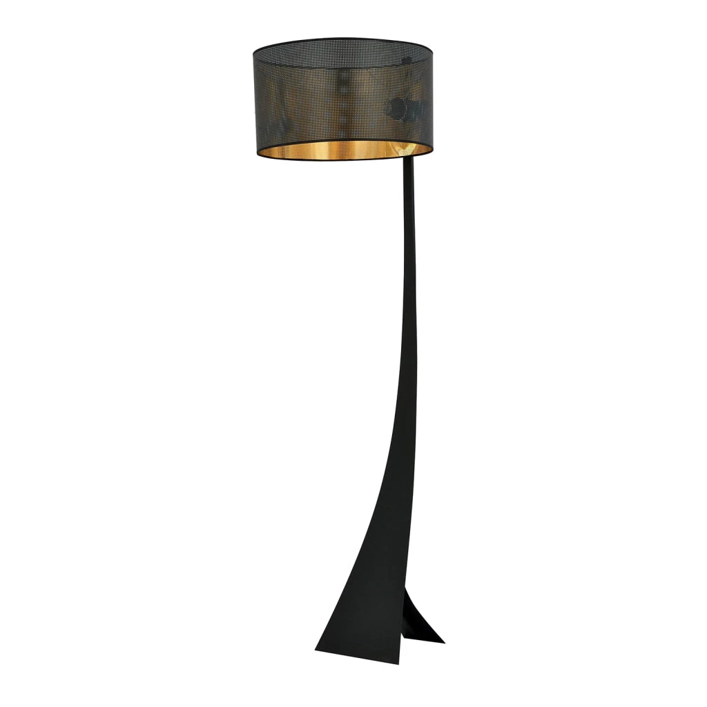 Piantana Contemporaneo Indra Acciaio Nero Oro 1 Luce E27 Ip20