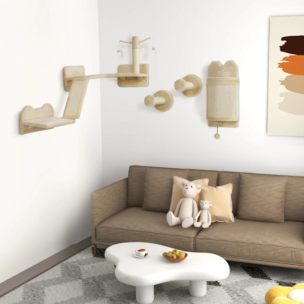 Libreria a muro per gatti ¨C zephmum ¨C beige 4 pezzi