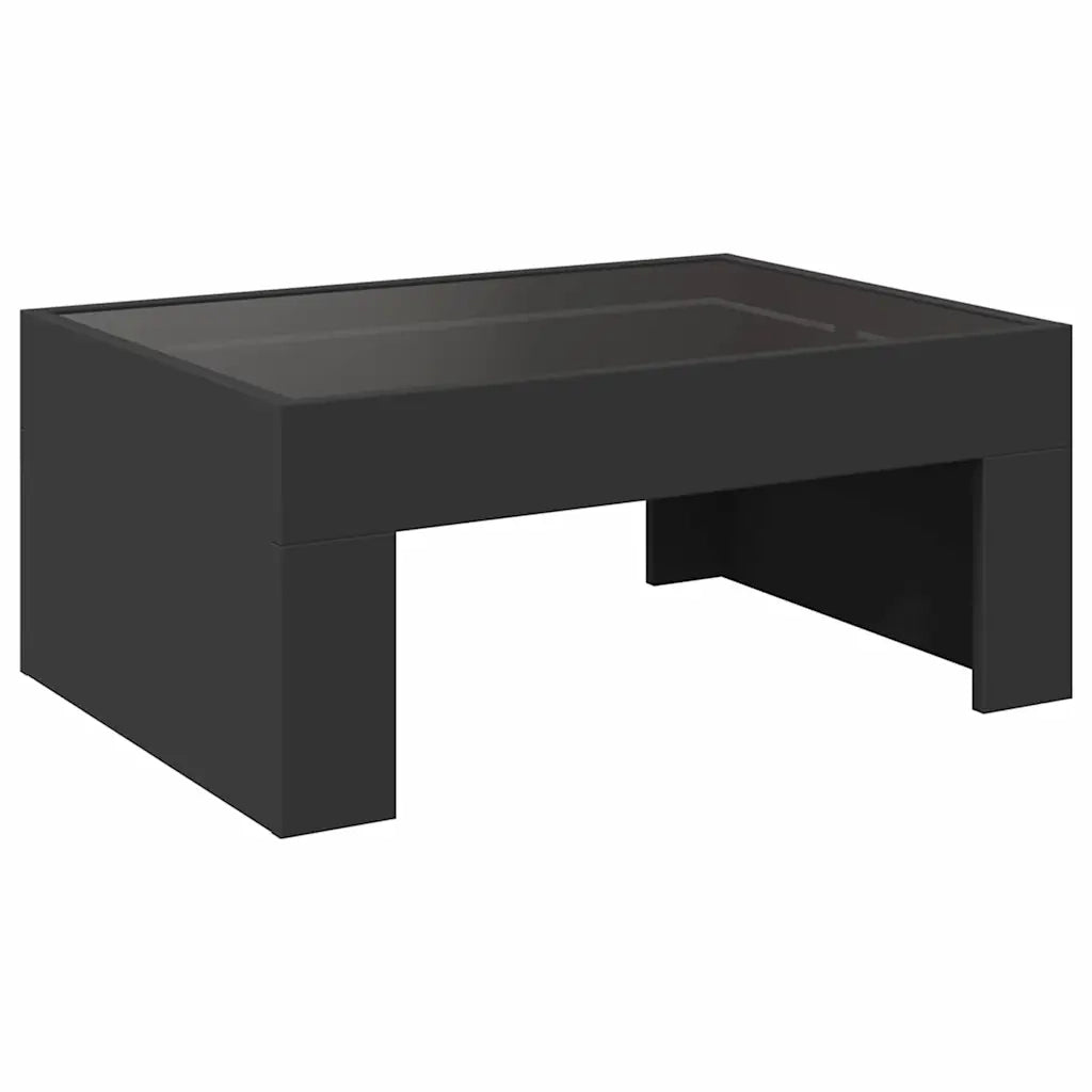 Tavolino da Salotto con LED Infinity-Tavolino da soggiorno Nero 70x50x30 cm