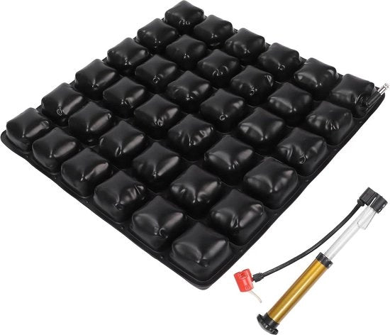 Cuscino da sedere gonfiabile nero 3D - Cuscino per sedia a rotelle auto - Cuscino per ufficio e viaggi - Cuscino per schiena e glutei per il dolore.