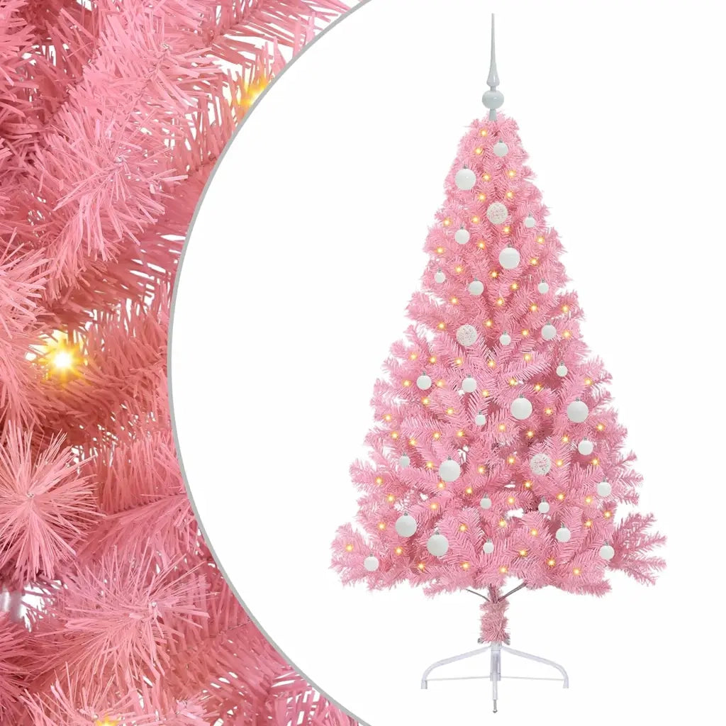 Albero di Natale | Decorazioni natalizie artificiale con luci integrate Rosa 150 cm PVC