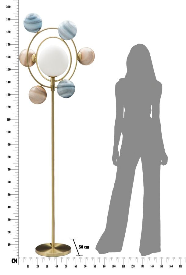 Lampada da Terra Universo 80x50x195 cm in Ferro e Vetro