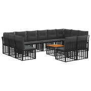 Set di divani da esterno 13 pcs Nero e Grigio scuro Poliestere