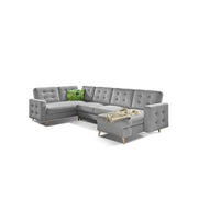 Divano angolare panoramico convertibile HASGARD U 326 cm grigio chiaro con contenitore