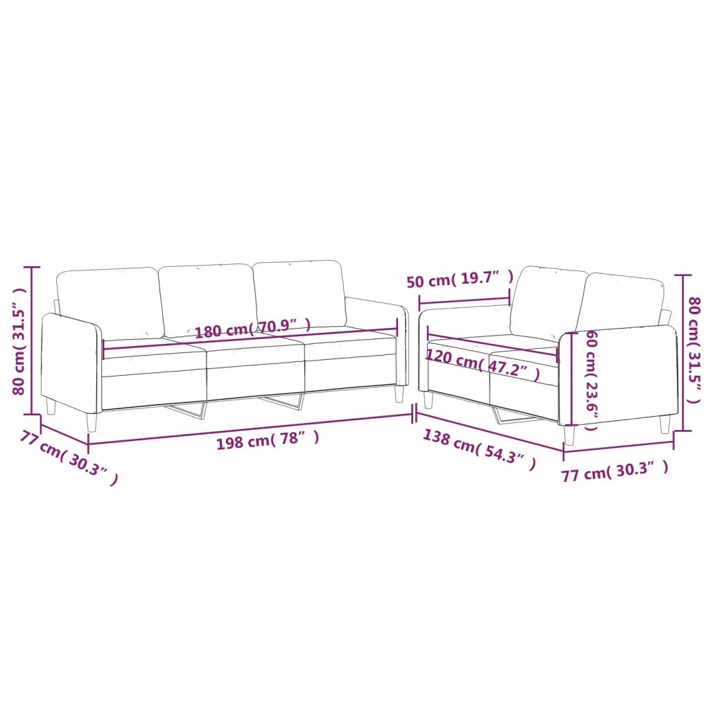 Set di Divani 2 pz con Cuscini Giallo Chiaro in Tessuto