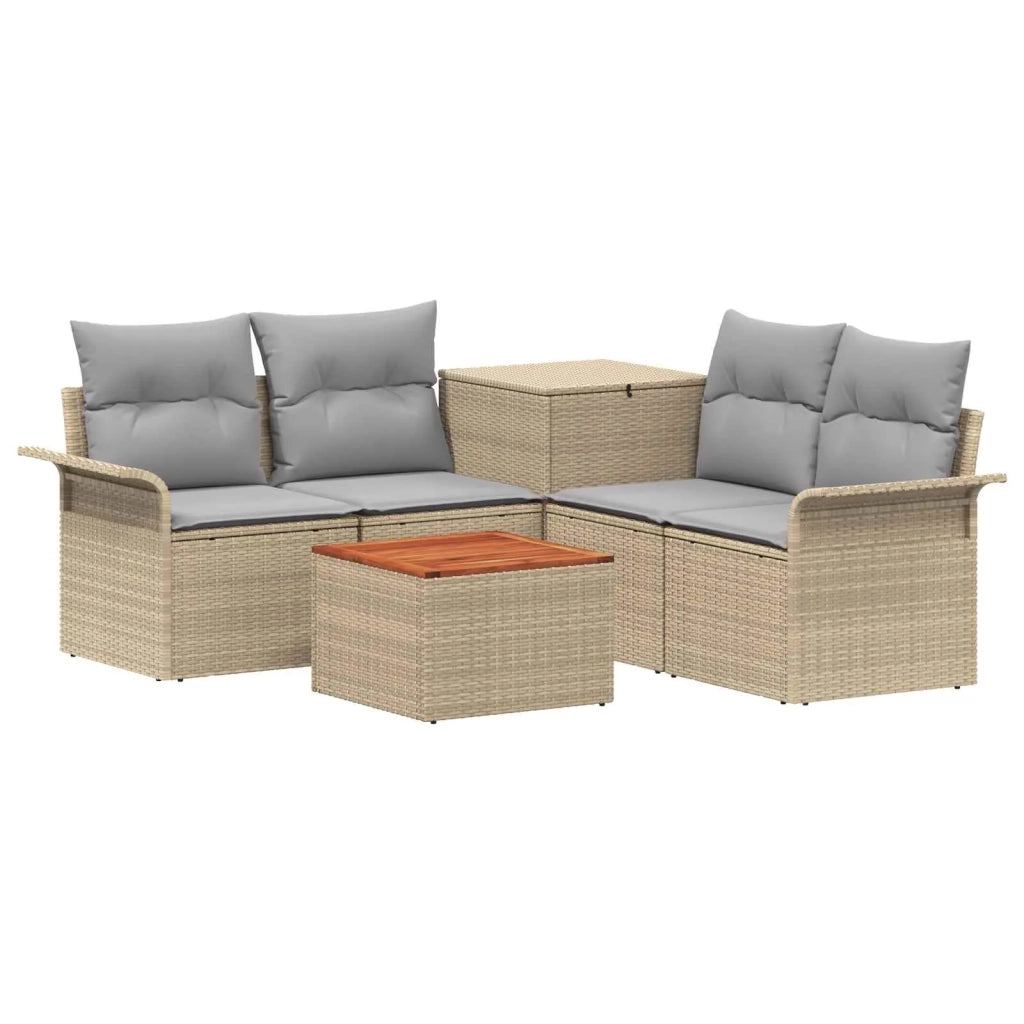 Set di divani 6 pz 4-Numero di posti Beige e Grigio Chiaro 3447095