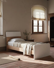 Letto Comby con fascioni e pediera - Letto singolo 87 x 197 - Struttura virginia e bianco - Rete e materasso esclusi_