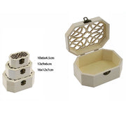 Trade Shop - Set 3 Pz Scatole Legno Decoupage Portagioie Ottagonale Scatola Cofanetto 74009a -