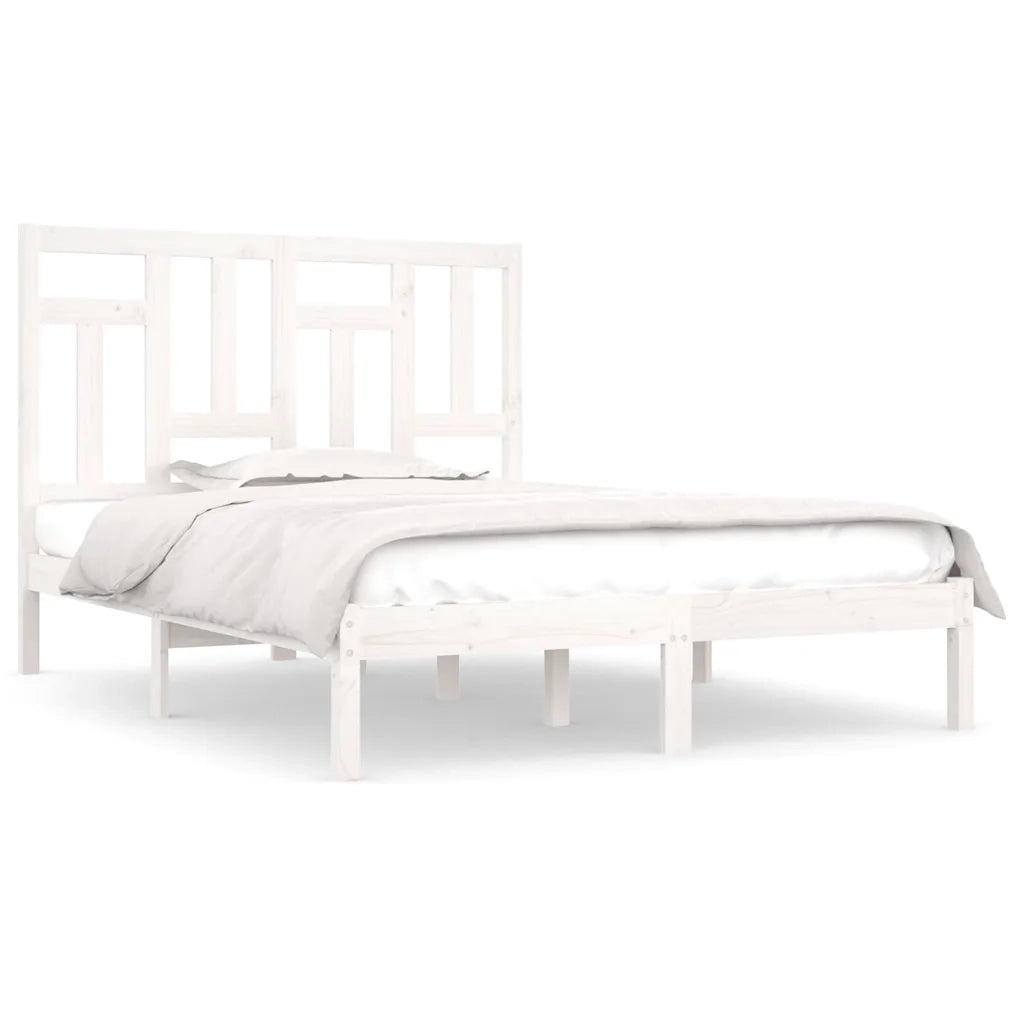 Letto matrimoniale | Letto per adulti | Letto senza Materasso Bianco 140x190 cm Legno Massello di Pino