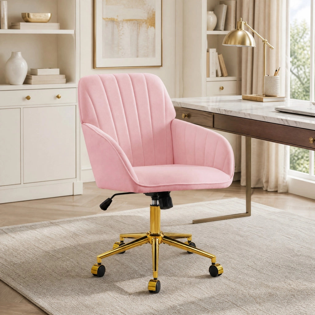 SEDIA DA UFFICIO Girevole Regolabile 50-59 cm Velluto Rosa