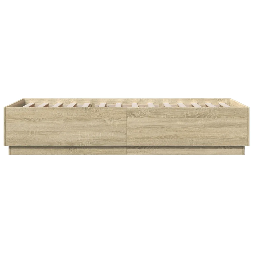 Giroletto Luci LED-Struttura Letto con LED Rovere Sonoma 100x200cm in Legno Multistrato 667945