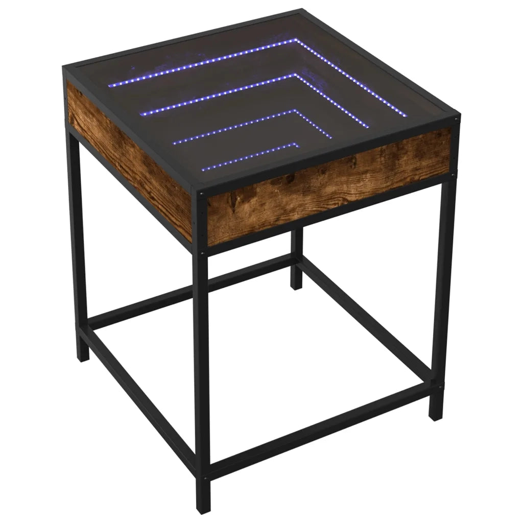 Tavolino da salotto | Tavolino da caff¨¨ | Tavolino da Soggiorno con LED Infinity Rovere Fumo 40x40x51 cm