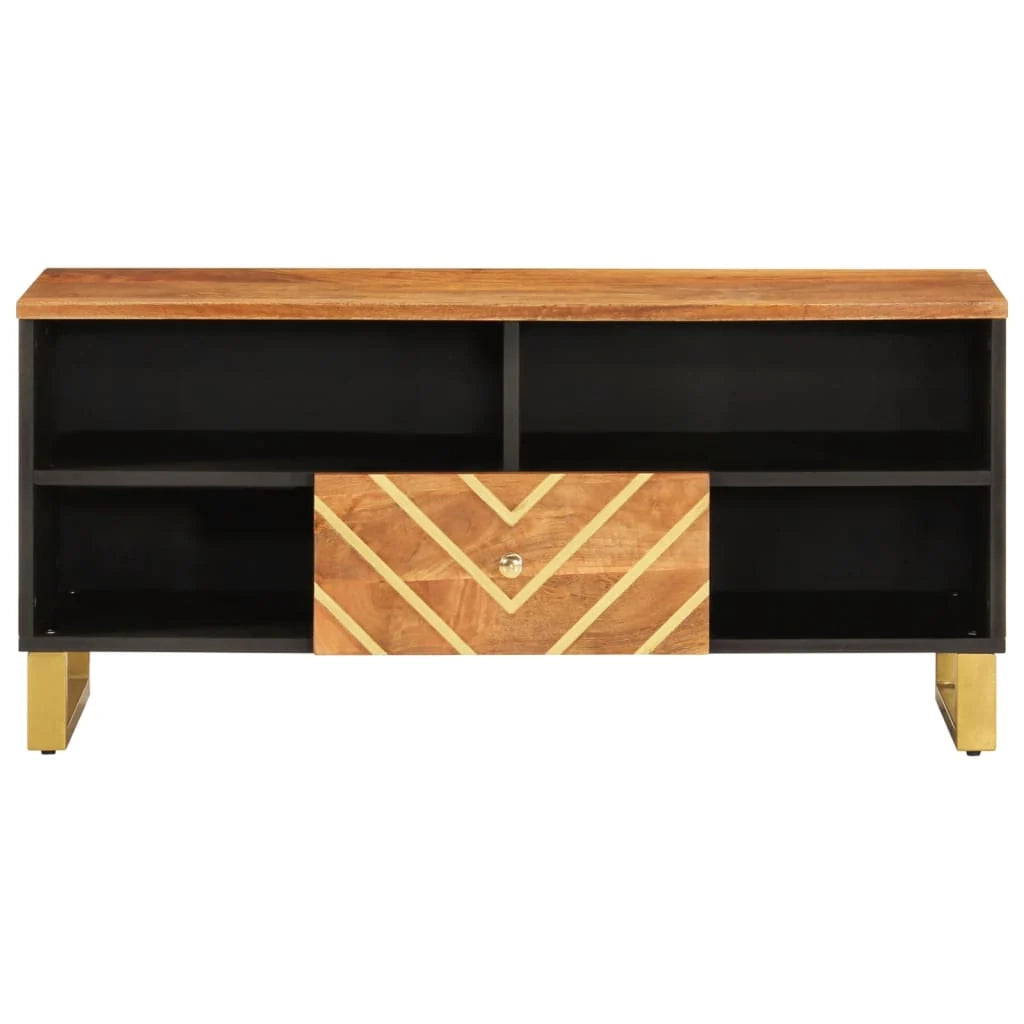 Mobile TV multimediale scaffale TV credenza mobile TV sala da pranzo soggiorno camera da letto 100 x 33,5 x 46 cm legno massello di mango marrone 02_0027591