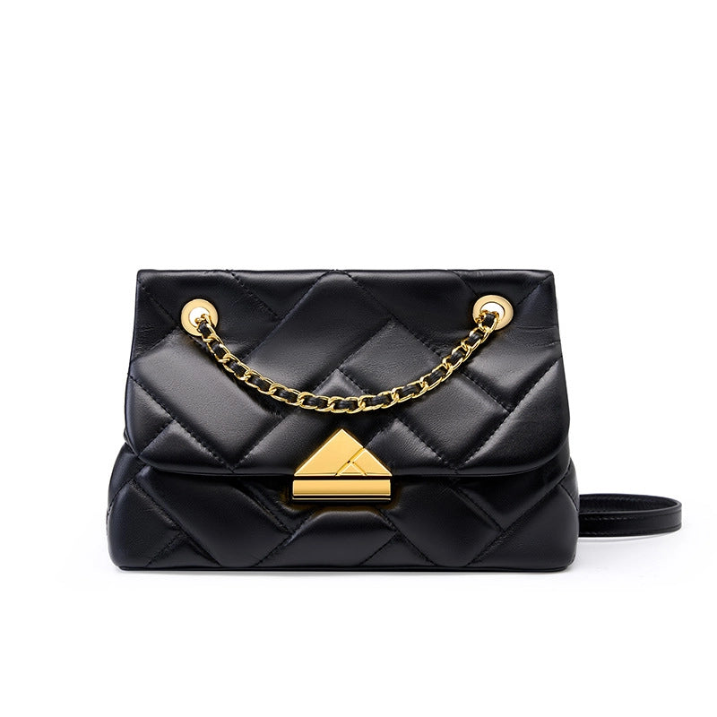 Borsa a tracolla piccola da donna in vera pelle, modello hobo, colore nero.
