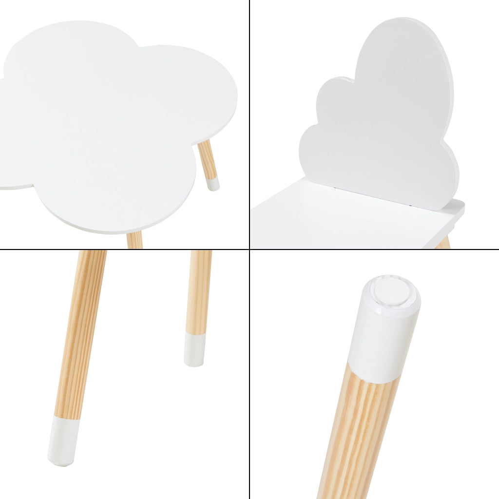Set Epim di 3 Mobili per Cameretta Tavolino e 2 Sedie - Bianco / Naturale [en.casa]
