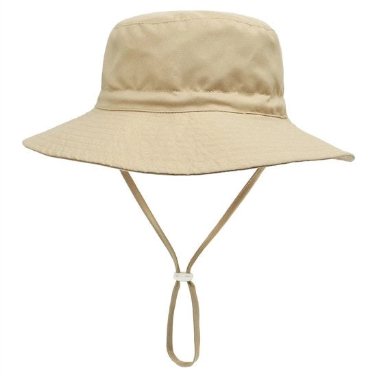 Zonnehoed e zonneocchiali per bambini, protezione UV UPF 50+, cappello da mare con elastico regolabile e bordo ampio, per bambini ragazzi e ragazze (S: 48-50 cm) - Khaki