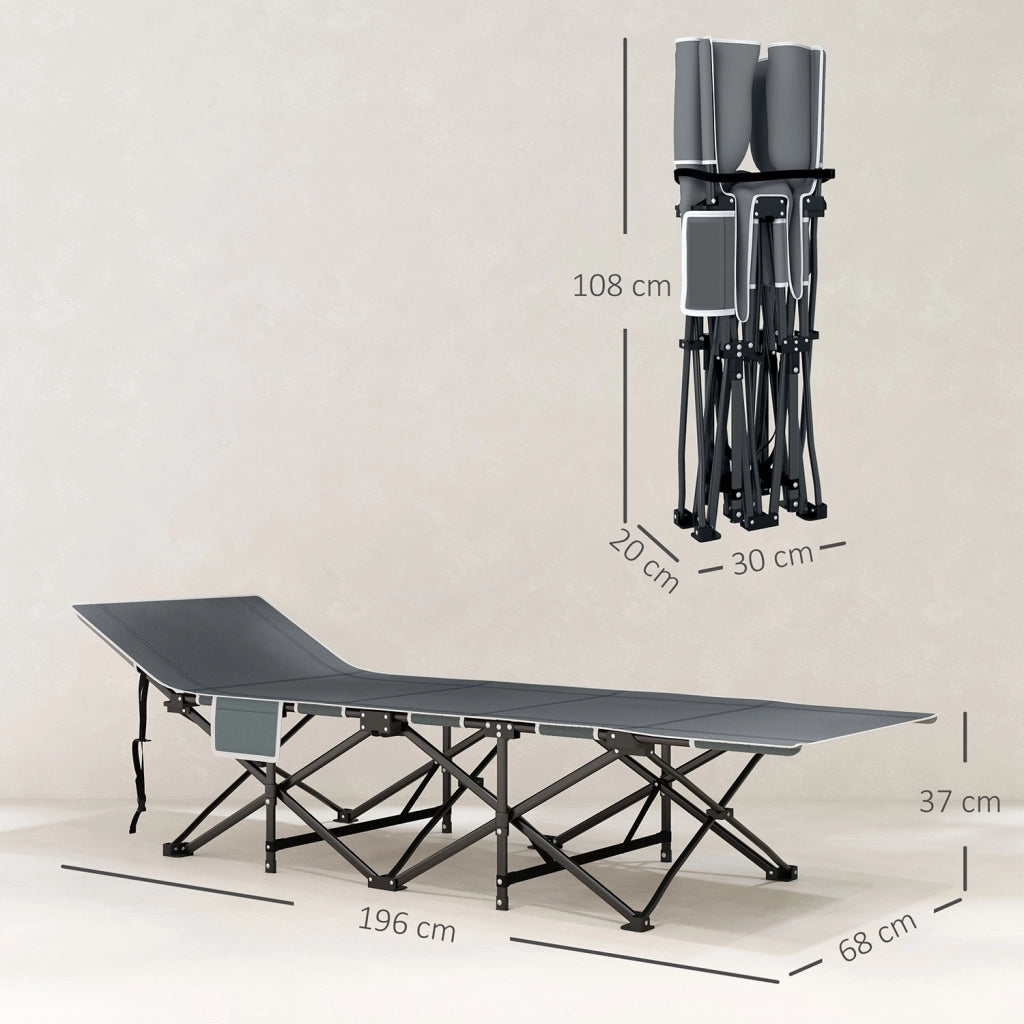 Lettino da Campeggio Pieghevole 196x68x37 cm con Poggiatesta Inclinato e Materasso Rimovibile Nero
