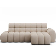 Divano ad angolo convertibile BULLA 3 posti beige angolo destro - tessuto a nido d'ape con estensione seduta elettrica