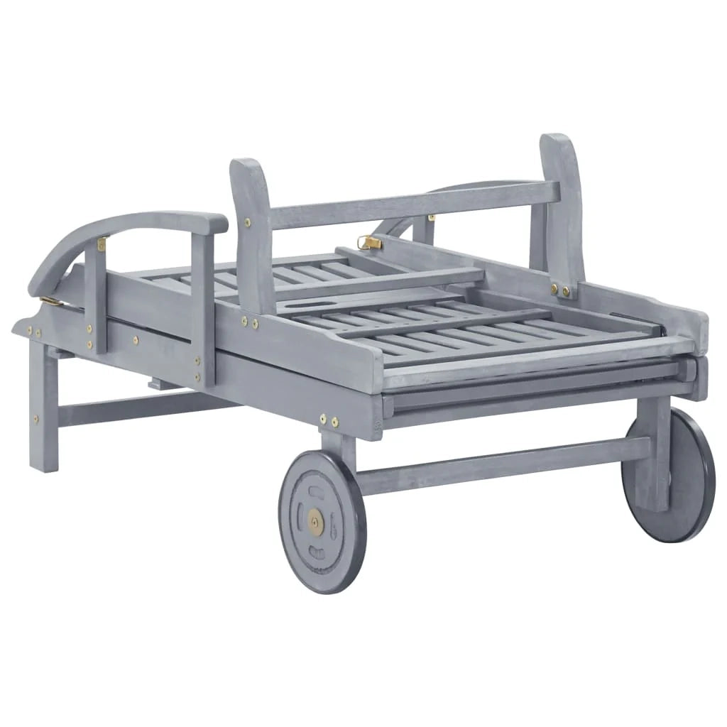 Lettino prendisole sedia a sdraio lettino prendisole letto da giardino mobili da esterno per patio con cuscino legno massello di acacia 02_0012408