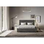 Letto imbottito Piazza e mezzo 130x200 cm Mika - Con rete,Microfibra,Grigio