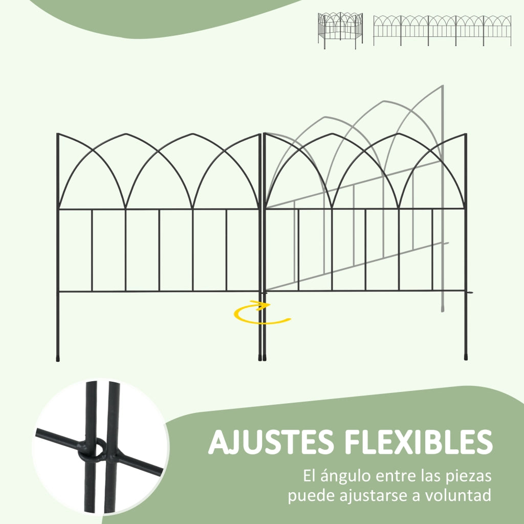 Set 5 Valli Decorativi per Giardino in Metallo ¨C zephmum ¨C Nero 205x45,5 cm
