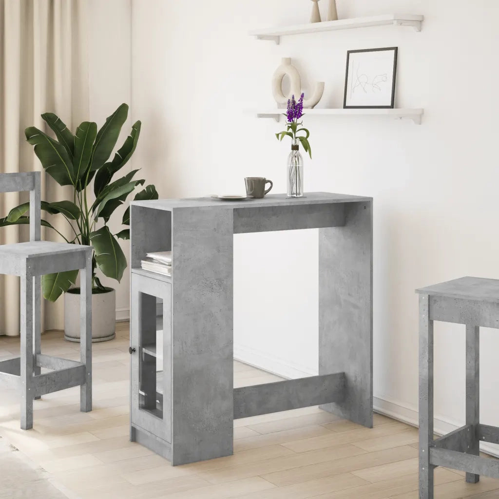 Tavolo Bar con Rastrelliera Grigio 101x40x103,5 cm Multistrato
