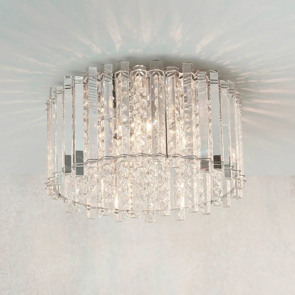 Plafoniera glamour rotonda cristallo gocce Hanna Endon 4xG9