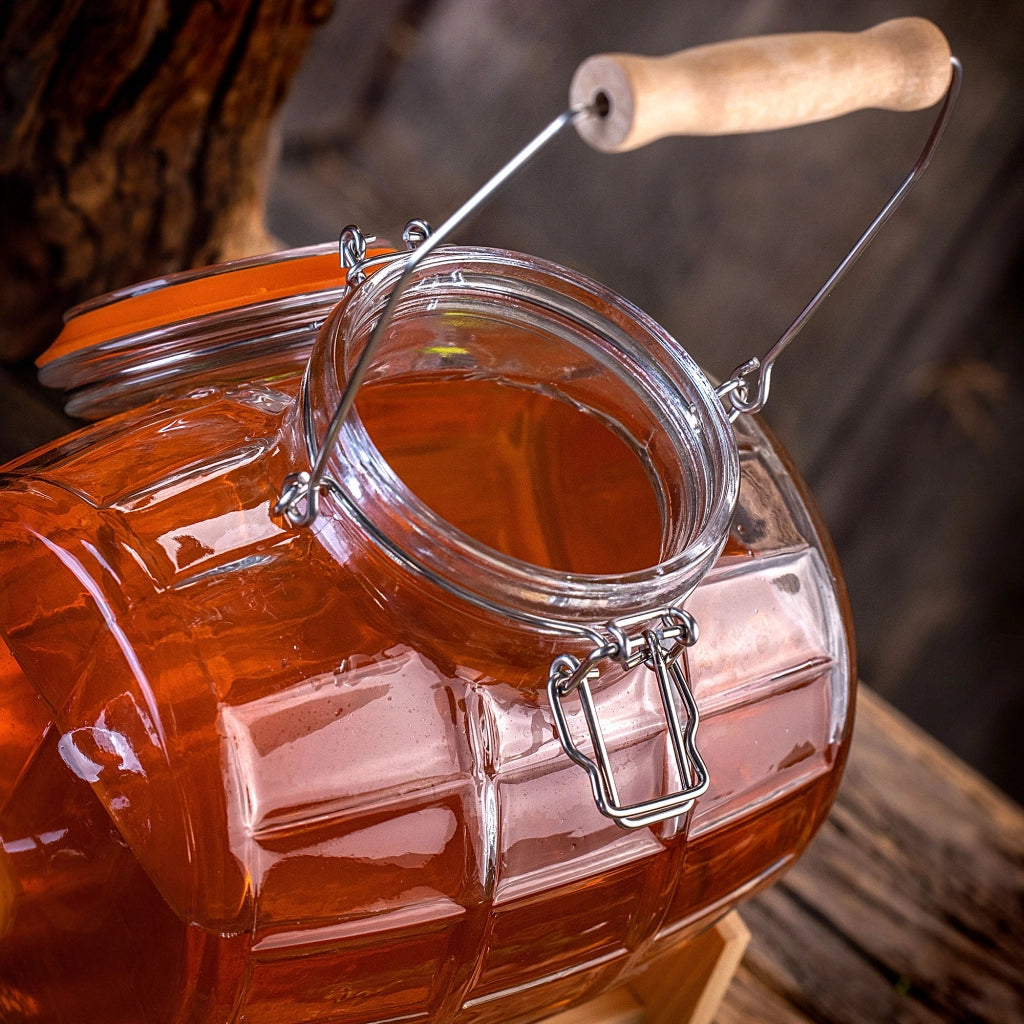 Barile KADAX con rubinetto da 3 litri in vetro per moonshine, whisky, vodka, succhi di frutta, ideale anche per matrimoni.