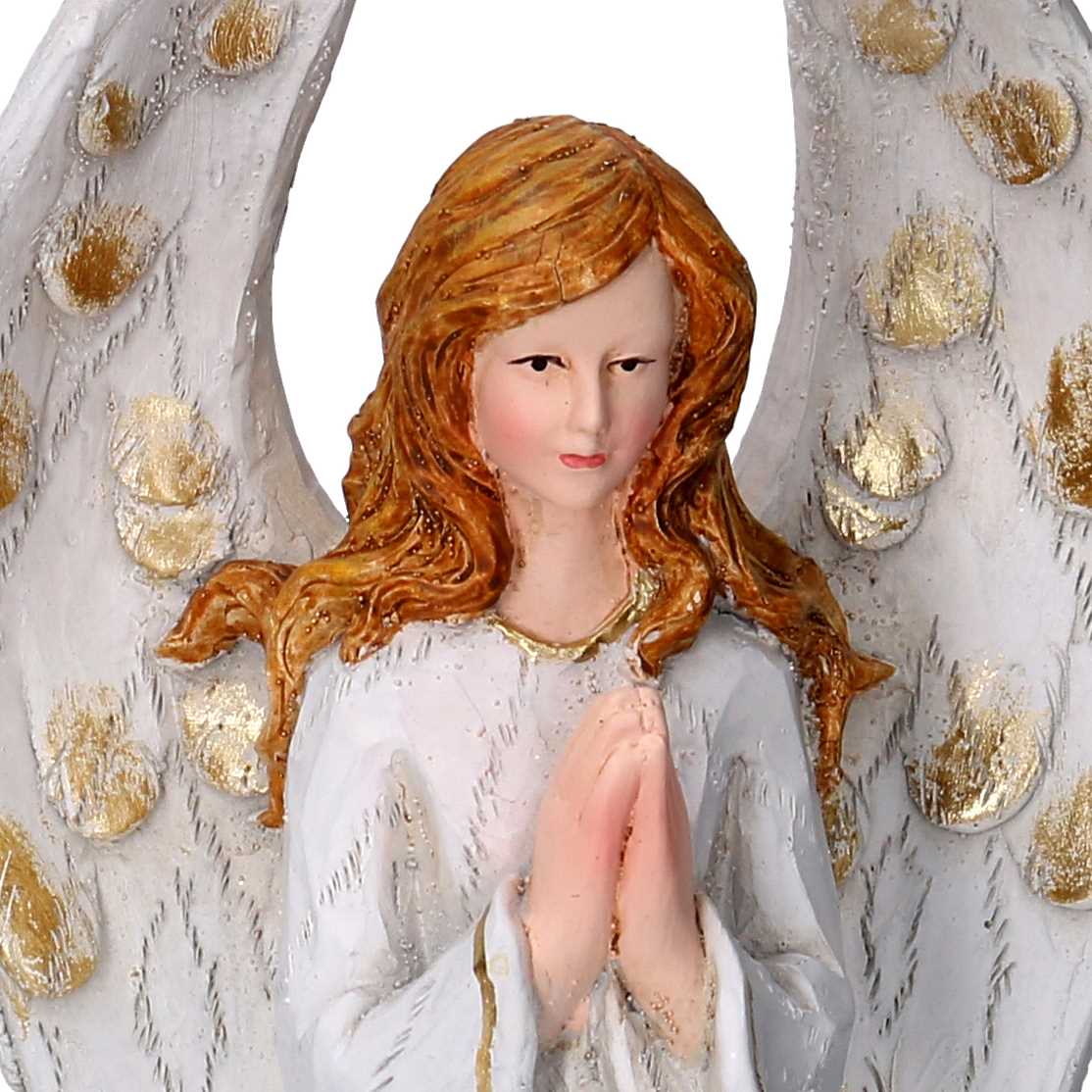 Angelo resina oro con led cm 14,5x14,5xh31