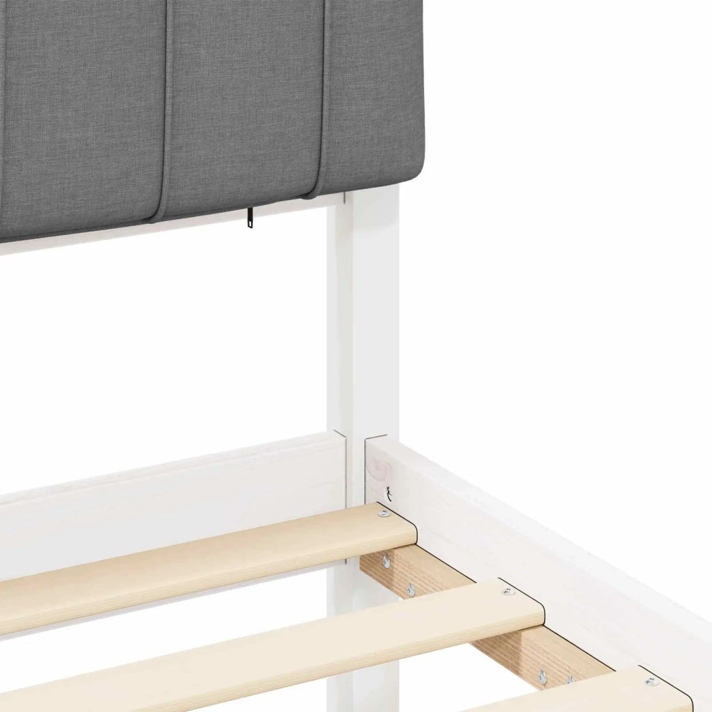 Letto con Testiera Rivestita Bianco e grigio chiaro 90 x 200 cm
