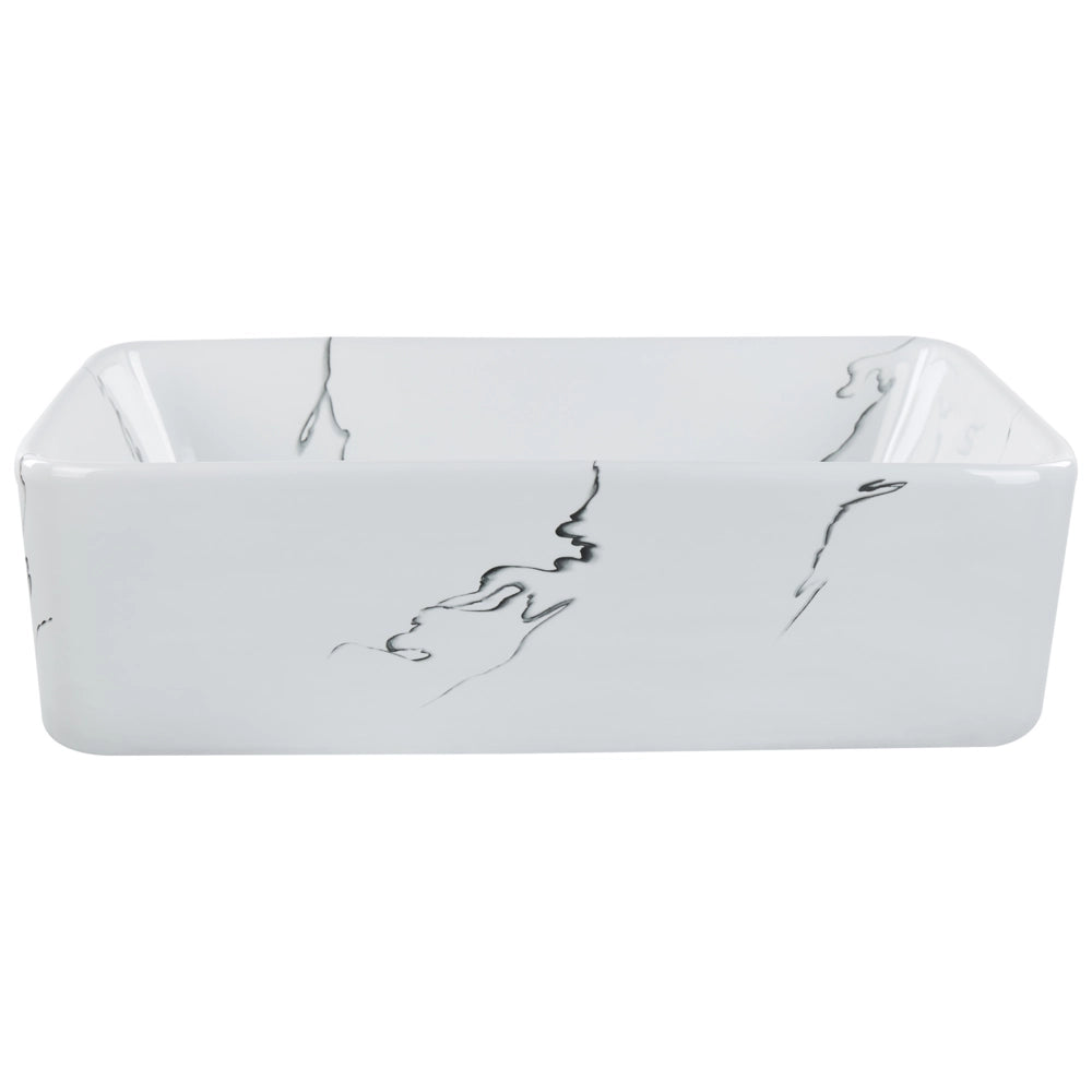 Lavabo da appoggio in ceramica bianca effetto marmo 490 x 380 mm Lavabo da bagno rettangolare stile Glam