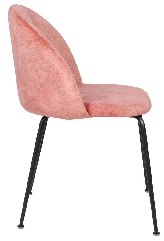 Set 4 Sedie Imbottite 45x55x79 cm in Velluto Rosa Chiaro