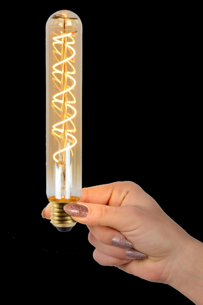 Lampadina LED filamentare ambra tubo E27 2200K Lucide