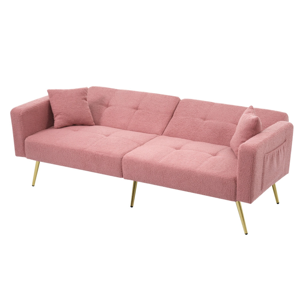 DIVANO LETTO regolabile 175x64x72 cm Rosa con tasche laterali